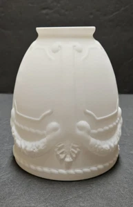 2 1/4" Fitter Satin White Early Style Embossed Wreath Glass Fixture Shade 407JB - Picture 1 of 8