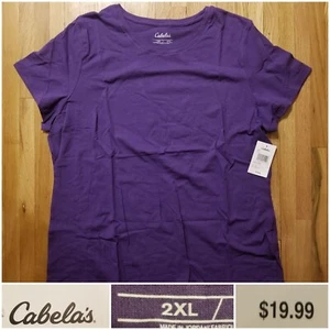 NWT $19.99 Women's CABELA'S Crew Neck 2XL T-Shirt Purple Amethyst Cotton Blend - Picture 1 of 9