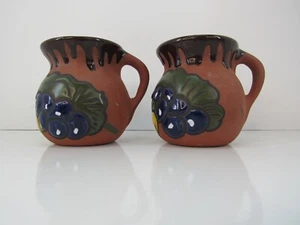 Jarrito de Barro Mexican Clay 12 Oz Mug Coffee 3D Fruits Design Set of 2 - Picture 1 of 7