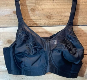Elila Soft Cup Embroidered Bra Size 52E/DD Black NWT Style 1301 Beautiful Bra - Picture 1 of 5