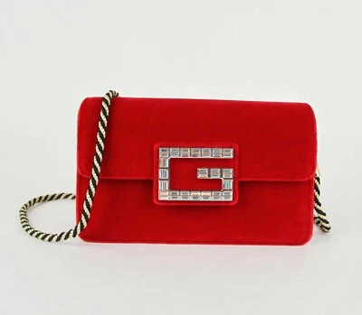 Bolso Bandolera Gucci Broadway Rojo Terciopelo Negro/Dorado Correa Cuerda 544242 8791 Foto 1 de 4