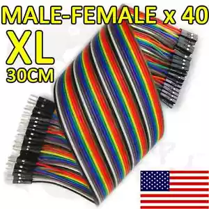 Extra Long 30cm Jumper Wires DuPont Male - Female 40 pcs Ribbon Arduino - Picture 1 of 12