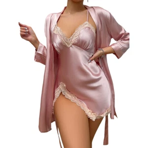 Unterwäsche Damen Spitze Nachtkleid Kimono Bademantel Schlafanzug Pyjama Set DE - Bild 1 von 30