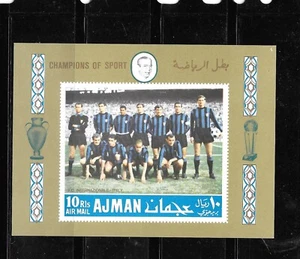 AJMAN 1969 SOCCER TEAM XF MNH SOUVENIR SHEET EXCELLENT IMPERF STAMP - Bild 1 von 1