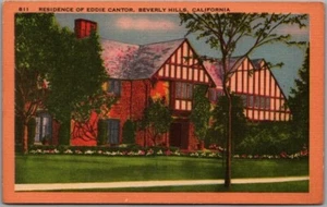 Vintage 1940er Beverly Hills, Kalifornien Postkarte "Residenz von EDDIE CANTOR" - Bild 1 von 2