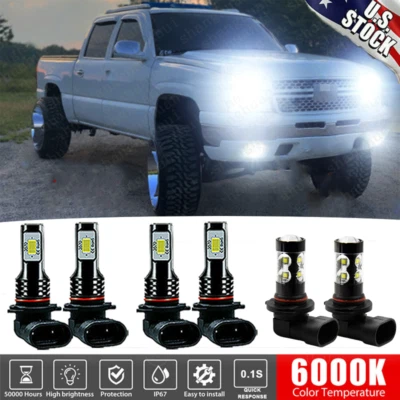 Para For Chevy Silverado 1500 2500 HD 2004 2005 2006 LED faro + luces antiniebla Foto 1 de 4