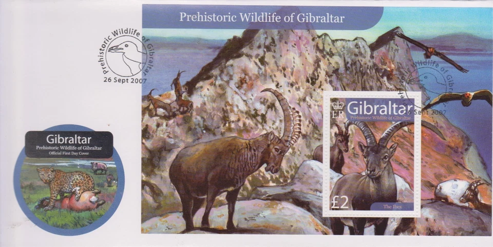 GB - GIBRALTAR 2007 Prehistoric Wildlife £2 SG MS1225 FDC BIRDS NATURE ANNIMALS - Image 1 of 1