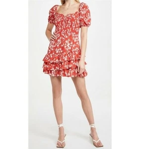 Yumi Kim Red So Romantic Windswept Red Tiered Ruffle Dress Size Medium NWT - Picture 1 of 15