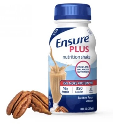 Batido Ensure Plus Nutrition, mantequilla nuez moscada 8 fl OZ - Paquete de **18 botellas Foto 1 de 4