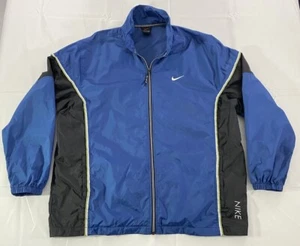 Vintage Nike Windbreaker Rain Jacket Mens XL Blue Full Zip Lightweight Packable - Picture 1 of 11