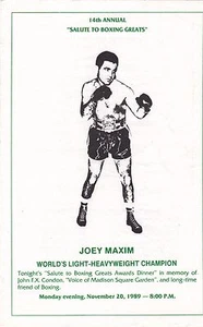 1989 14TH ANNUAL SALUTE TO BOXING GREATS PROGRAM EDDIE FUTCH JOEY MAXIM - Picture 1 of 4