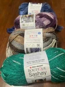 Red Heart Boutique Sashay Yarn - 100g each Sparkle Sequin Metallic Boho - Picture 1 of 20