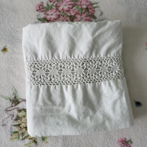 Federa cuscino vintage cotone bianco inserto uncinetto nonna nucleo cottage core retrò - Foto 1 di 4