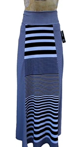 New Directions Striped Panel Maxi Skirt Size S Black White Pull On Stretch - NWT - Picture 1 of 3