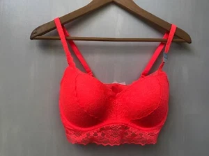 Victoria's Secret PINK Lace Push Up Bra Bralette Neon Size S (D-DD) - Picture 1 of 4