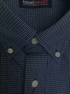 Roundtree Yorke Travel 4XT Knopfleiste kurzärmelig groß & groß marineblau kariert neu mit Etikett - Bild 1 von 6