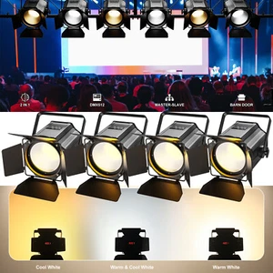 COB 200W Warm & Cold White Par Lights Linear Spotlights DJ Stage with Barn Door - Picture 1 of 20