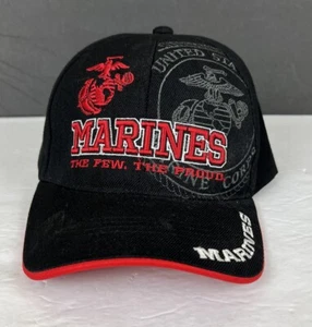 US Marine Corps Baseball Cap Red Raised Embroidery Officially Licensed Veteran - Picture 1 of 8
