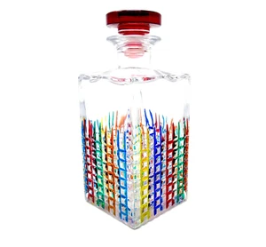 Signed Murano Glass Italian Luxury Pezzato Decanter/Stopper Luigi Bormioli - Picture 1 of 17