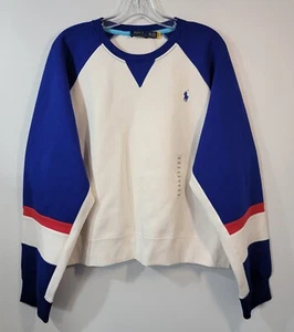 Polo Ralph Lauren Double Knit Tech Crewneck Sweatshirt Women's XXL White/Blue - Picture 1 of 17