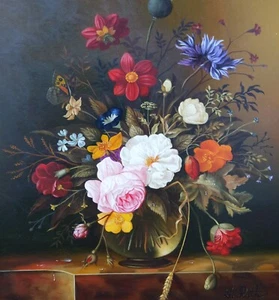 Berger Rath Ladislaus *1947 Stillleben Schmetterling Rosen Wassertropfen - Bild 1 von 11