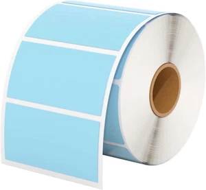 Blue Thermal Sticker Labels, 2.25"x1.25", Self-Adhesive, 1000 Sheets/Roll - Picture 1 of 12