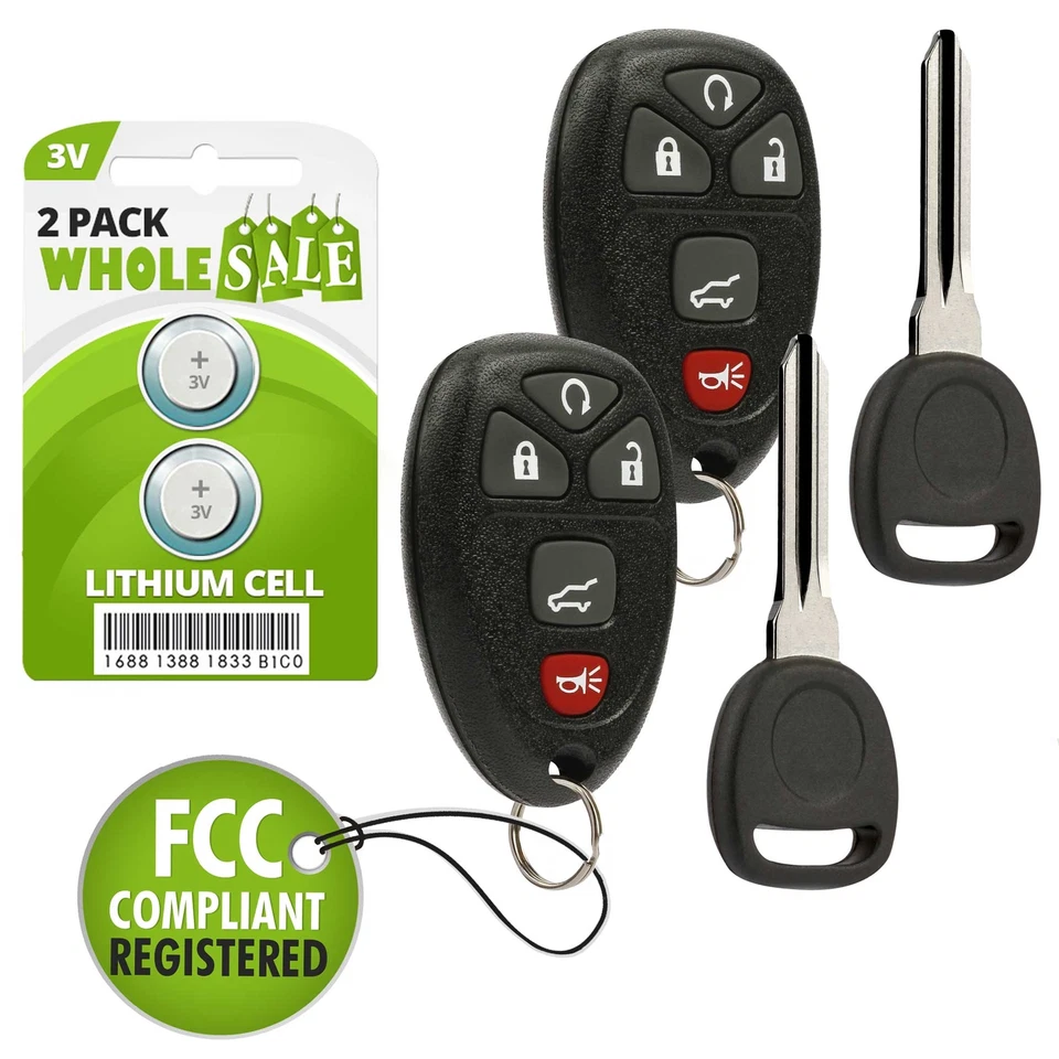 2 Replacement For 08 09 10 11 12 13 14 15 Buick Enclave Key + Fob Remote - Image 1 of 4