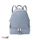 Michael Kors Rhea Leather Blue Gray Backpack Padded Adjustable NEW