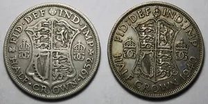 Great Britain 1932 & 1940 Silver Half Crowns Pair (X117) - Picture 1 of 2