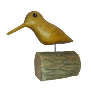 Rustic Primitive Hand Carved Mini Wooden Sandpiper Bird Carving Figurine 2 3/4" - Picture 1 of 7