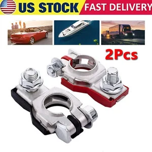2 conectores de abrazadera de terminal de batería de automóvil de EE. UU. desconexión de liberación negativa positiva - Imagen 1 de 15