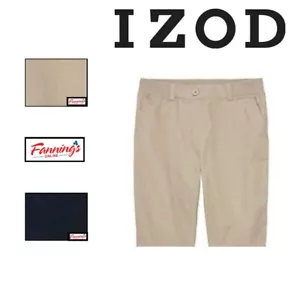 Girls IZOD Khaki & Navy Uniform Stretch Bermuda Shorts D45 - Picture 1 of 4