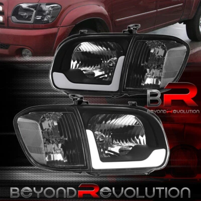 Faros negros LED DRL Sequoia Tundra 2005-2007 + lámpara de señal de esquina transparente Foto 1 de 4