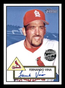 2001 Topps Heritage Autograph/Auto #THAFV Fernando Vina (Blue Ink) Cardinals 