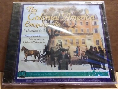 NEW - COLONIAL AMERICA ENCYCLOPEDIA CD ROM VERSION 2.0 ENTREX SOFTWARE 1999 USA - Image 1 of 2