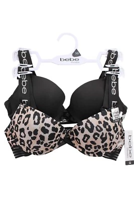 2 Pack Sport Band bebe Sexy Push Up Underwire Animal Print Padded Bras 2288 - Image 1 of 2