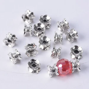 Lote de 50 cuentas espaciadoras sueltas de plata tibetana de 8x5 mm para hallazgos de fabricación de joyas - Imagen 1 de 3