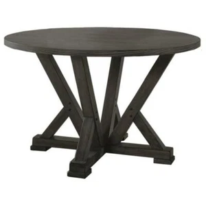 Best Master Solid Wood Round Dining Table in Antique Rustic Gray - Picture 1 of 3