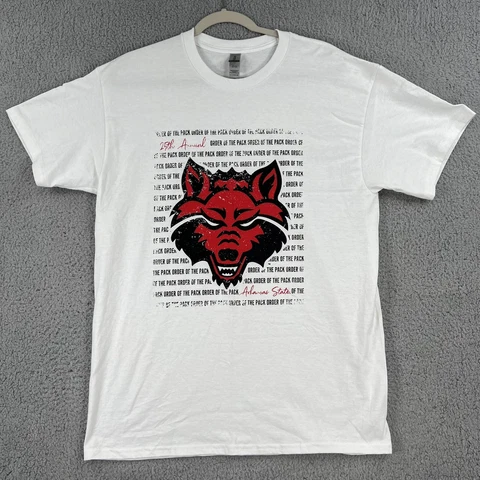Arkansas State Red Wolves Shirt Mens Large Order of the Pack White NCAA Tee Cover