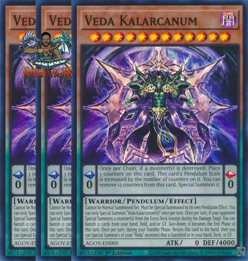 Yugioh! 3x Veda Kalarcanum AGOV-EN005 Super Rare 1st Ed NM - Image 1 of 1