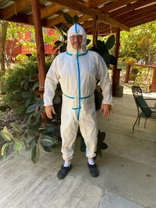 (25) Tyvek style Hazmat/liquid resistant coveralls with hood (qty-25) - Picture 1 of 6