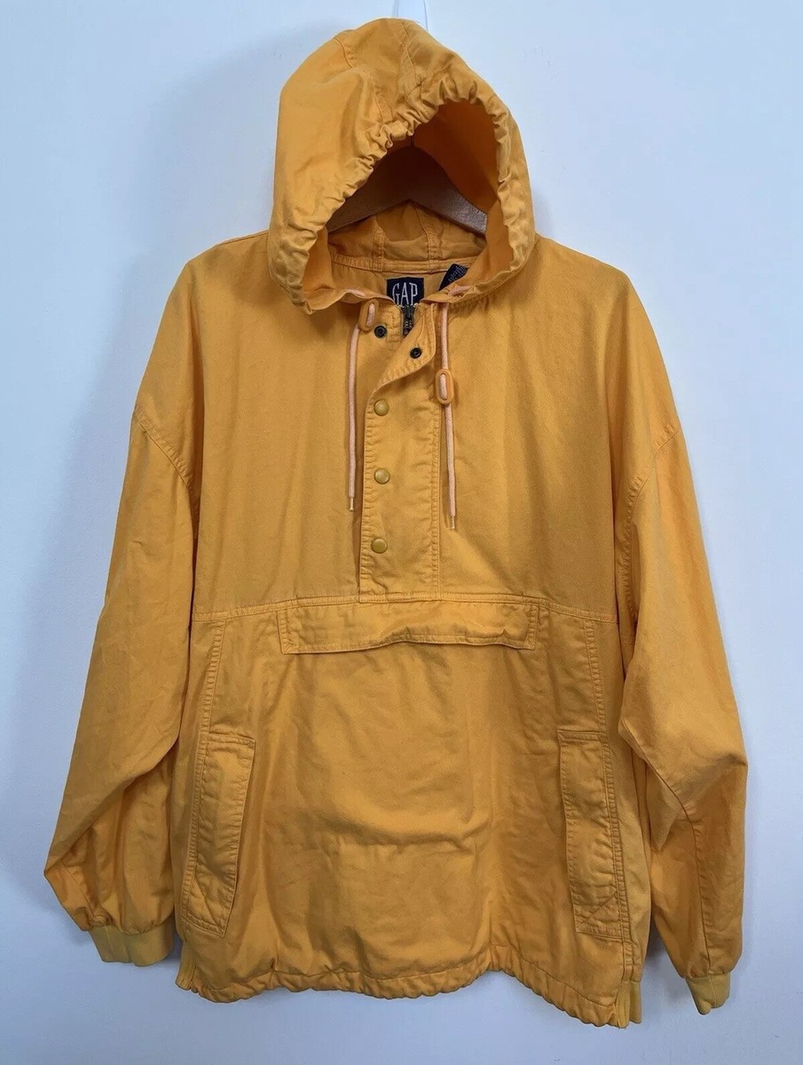 ジャケット・アウター 90s OLD GAP Yellow Down Jacket 90s Gap Mens Small Distressed Blank Packable Hooded Anorak