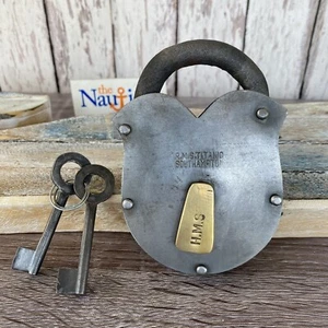 Old Style Iron Lock and Keys w/ Brass Keyhole Cover - Silver - RMS Titanic Large - Picture 1 of 6