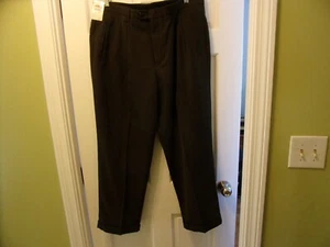 Pantalones de Carrera Claiborne Talla 38W x 29L Marrón Plisados y Puños - Imagen 1 de 5