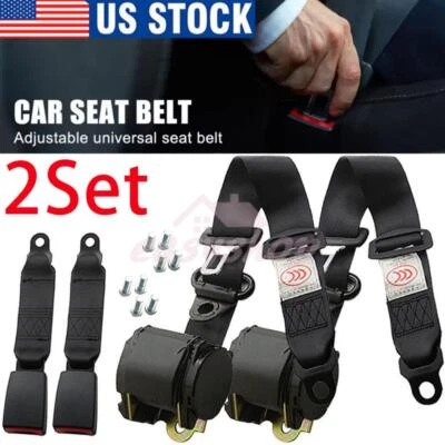 Adjustable 3 Point Seat Belts, Universal Car Retractable Seat Belt Lap Shoulder - Image 1 of 4