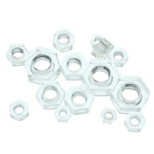 TRANSPARENTE SECHSKANTMUTTERN PC NYLON UNTERLEGSCHEIBEN M3 M4 M5 M6 M8 UK LAGER VERSANDKOSTENFREI - Bild 1 von 2