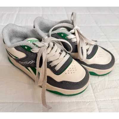 Reebok Kids Shoes Toddler Size 12K White Gray Green Lace Up Sneakers - Image 1 of 4