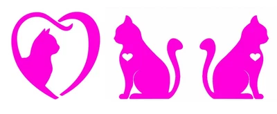 Paquete de 3 calcomanías de vinilo Cat Love Heart de 4" para ventanas de automóvil computadora portátil tableta espejo portátil Foto 1 de 2