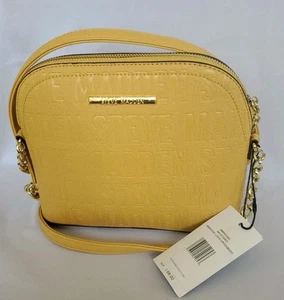 Steve Madden Handbag Bmaggel Mustard Purse Logo GoldTone Hardware Strap Read - Picture 1 of 11