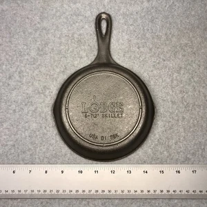 Padella vintage Lodge 6,5 pollici ghisa padella 3 tacche anello termico fondo USA - Foto 1 di 11